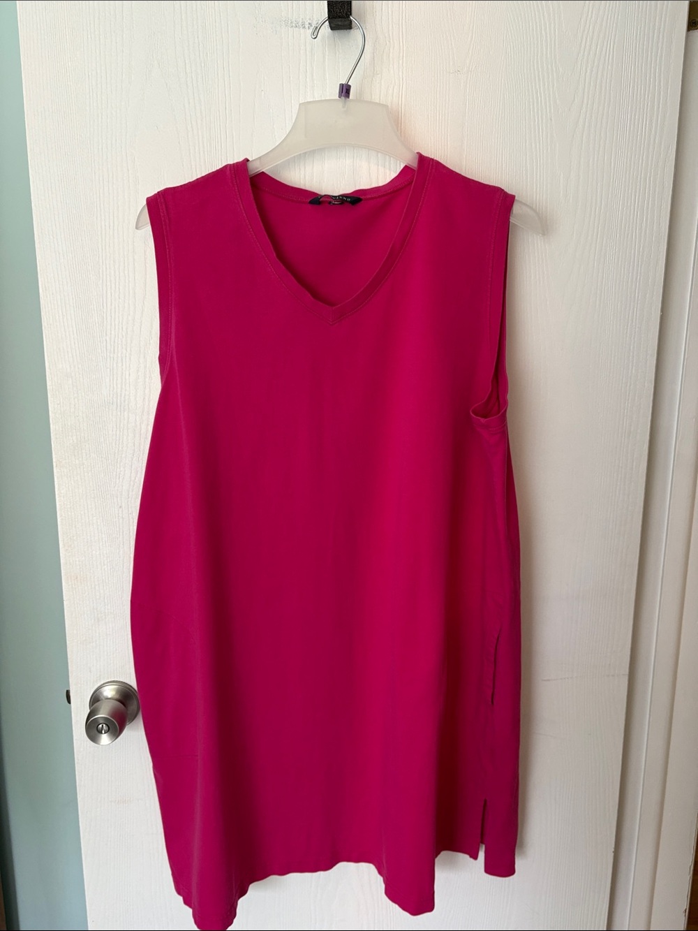 Lands' End Sleeveless V-Neck Swim Coverup in Bright Fuchsia